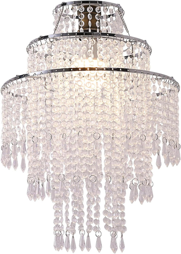 SEEYUAN 3 Tiers Acrylic Chandeliers lamp Shade, Acrylic Beaded Chandelier,Pendant Ceiling Light Shade