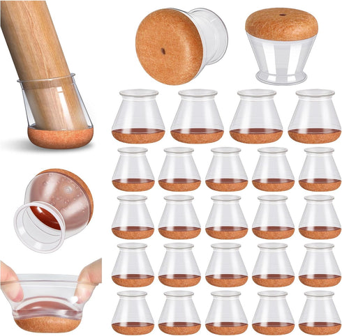 PISAO 24 Pcs Chair Leg Floor Protectors, Silicone Chair Leg Protectors Caps