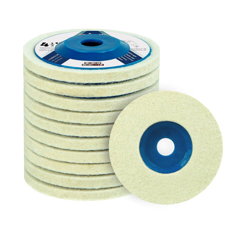 SALI 10 Pcs 4-1/2 Inch Wool Felt Polishing Wheel Disc for 4.5" Angle Grinder, Metal, Marble Stone, Furniture
