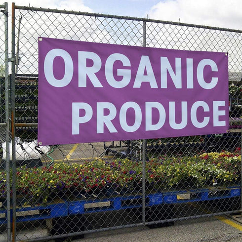 Fastasticdeals 4 Grommets 24x48Inches Vinyl Banner Multiple Sizes Organic Produce Advertising Printing A Business