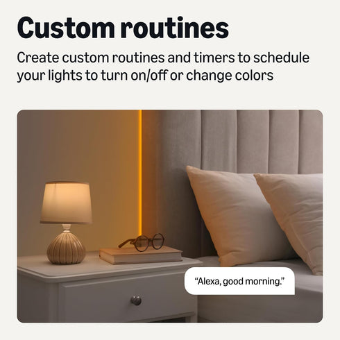 32.8 (2 16.4 2.4 Amazon Basics Smart LED Light Strip, Feet Rolls of Feet), RGB + Tunable White, Color Changing, App
