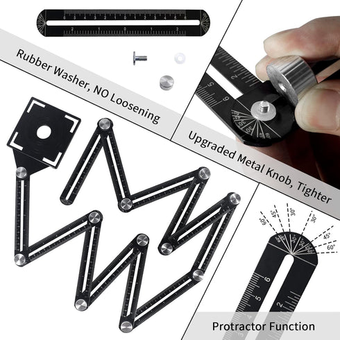 WiseWater 12 Sided Multi Angle Measuring Ruler, Universal Aluminum Alloy Template Tool