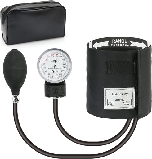 LotFancy Aneroid Sphygmomanometer, Blood Pressure Monitor, Adult Size Cuff (10"-16"), Black