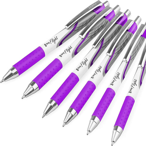 Zebra Classic Z-Grip Flight Ballpoint Pens - 1.2mm - Purple - Pack of 6 by Zebra Pen (UK) Ltd
