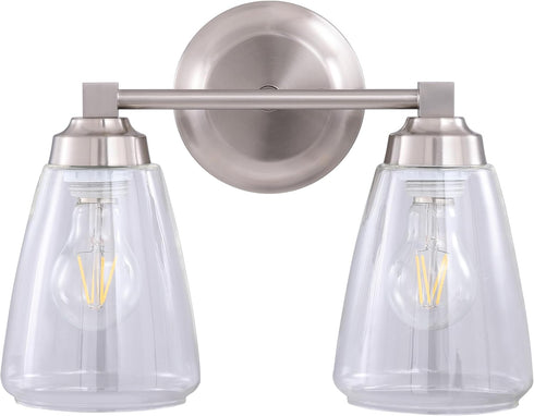 Aspen Creative 62732-09-2, 13 3/8" Two-Light Metal Bathroom Vanity Wall Light Fixture, Wide, Transitional Design