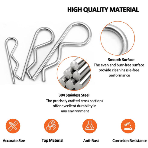 24 Pcs Cotter Pin Assortment Kit, Heavy Duty Zinc Plated Spring Fastener Kit for Hitch Pin Lock System