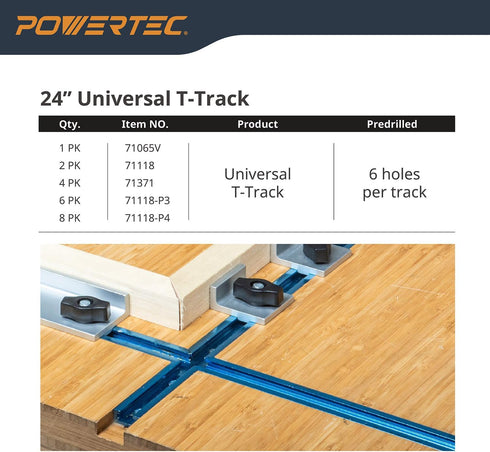POWERTEC 71609 3" T-Track Intersection Kit with Predrilled Mounting Holes for Universal T Track Accessories