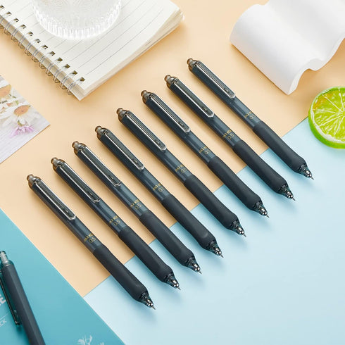 ParKoo Gel Pens, Quick Dry Ink Fine Point 0.5mm, Retractable Black Ink Pen Set for Journaling