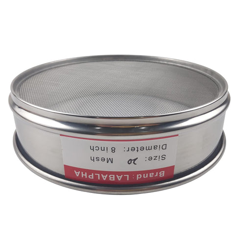 LABALPHA 20 Mesh Test Sieve, 8'' Diameter, 304 Stainless Steel Wire Cloth, 0.9mm
