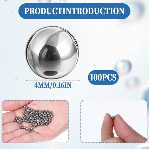 ZEYIYER 100 (0.16"/4mm) PCS Paint Mixing Balls, Metal Balls Stainless Steel Ball Bearings for Model Mixing and Stirring
