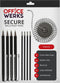 Office Werks Secure Ballpoint Pen with Chain - 4 Pens with 26" Ball Chain, Rubber Grip, Black Ink, Desk Holder