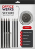 Office Werks Secure Ballpoint Pen with Chain - 4 Pens with 26" Ball Chain, Rubber Grip, Black Ink, Desk Holder