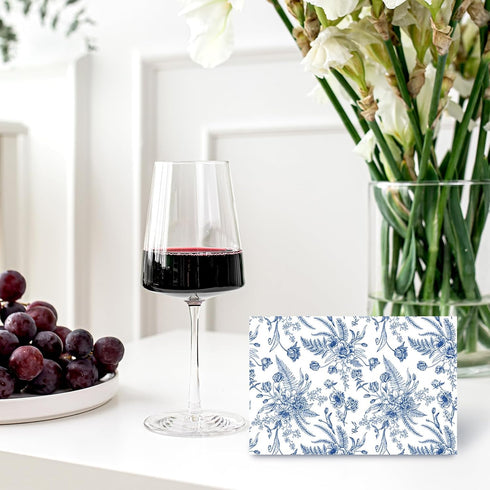 50 Pack Whaline Flower Stationery Cards with Envelopes Blank Thank You Note Cards Blue White Floral Print Greeting Card