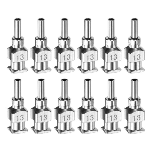 12pcs 13Gauge Stainless Steel Dispensing Needles, 1/4" Blunt Tips for Thick Liquids, Ink, Glue