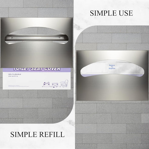 AKU INTL. Pack-2 Wall Mount Dispenser, Anti-Scratch Toilet Seat Cover Holder with Screws for Half or Single Fold