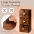 DLUGOPIS 3 3x5 3 25 2 Tier Index Card Holder Wooden Card Catalog Box with Drawers Brown Index Card Storage Box Flash