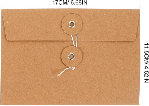 Tofficu 20Pcs Brown Kraft Paper Envelopes, 6.7x4.5 Inch Vintage Envelopes, Top Secret Folder with String and Button Closure, Document Envelope for Mail Postcard Bills Invitation by Tofficu