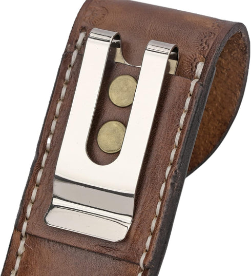 Tourbon EDC Leather Pocket Folding Knife Sheath Carrier, Holster for Flashlight, Wine Bottle Opener for Belt