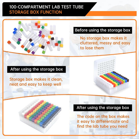 100pcs 2ml Vials with Caps, Plastic Cryogenic Test Tubes with 30pcs 3ML Dropper Pipette