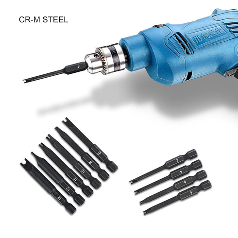 Set (10 Pack 2.3" 4, 6, 8, 10, 12 (2 Spanner Bit - Long Magnetic Heads) Spanner Fork Snake-Eye Security Screwdriver Bit