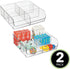 6 Closets, 2 Pack mDesign Plastic Home Office Wide Bin Organizer with Compartments for Cabinets, Drawers, Desks