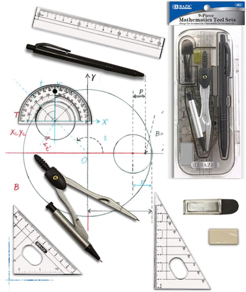 BAZIC 9 Pcs. Math Tool Sets
