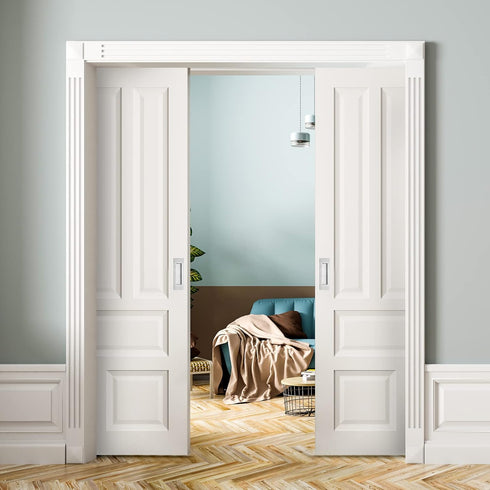 Ravinte 1 Pack Brushed Nickel Sliding Closet Door Handles, 7in Length Recessed Finger Pulls for Barn Door