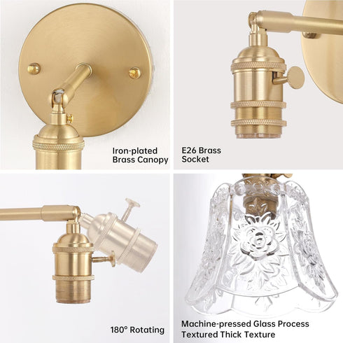 Dimmable Shenmoyl Vintage Battery Operated Wall Sconce, Wireless Battery Powered Rose Wall Sconces with Remote Control