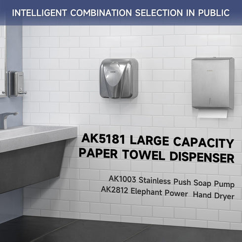 400 Commercial AK5181 10.6"x3.9" AIKE Sheets Stainless Steel Multifold Wall Mount Paper Towel Dispenser, with Lock