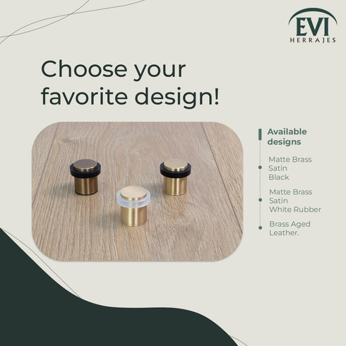 Door Stop Silicone Shock Absorber, Brass with Threaded Base, Includes Screw + Clamping Plug, EVI Hardware