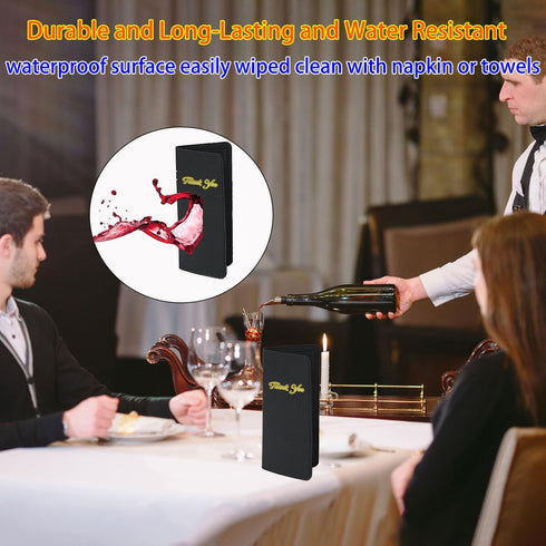 WFD.L Restaurant Check Presenter Leather Guest Order Server Book Organzier with Money Pocket Card Bill Holder Checkbook