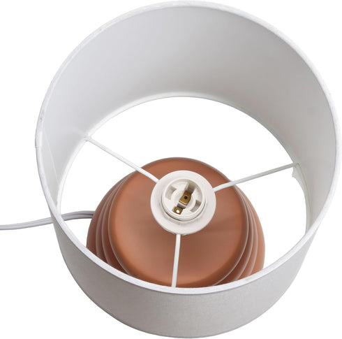 LT1168-TER 12.68" Simple Designs Chic Glow Mini Stacked Ceramic Table Lamp, Monochromatic Fabric Shade, Small Accent
