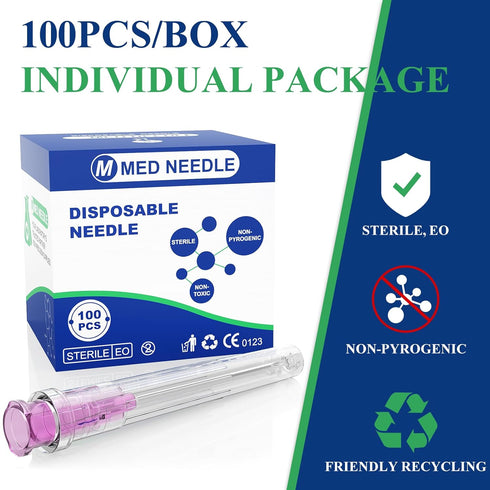 100Pcs 18G 1.5 Inch (38MM) Luer Lock Needle for Measuring, Refilling Ink, Industrial and Crafts Individually Packed