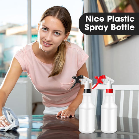 Eccliy 12 Pcs 16 Oz Plastic Spray Bottle, Empty and Reusable for Cleaning, Water, Auto Details, Bathroom