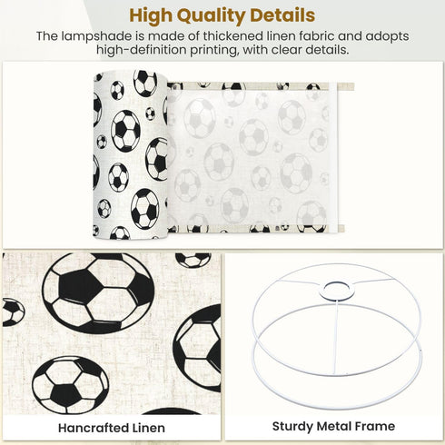 PeeNoke seamless 11"x11"x9" Drum Lamp Shades football soccer ball sport doodle cartoon gift scarf repeat Lampshade