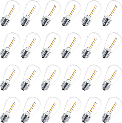 24 Pack LED S14 Replacement Light Bulbs, Shatterproof Waterproof 1W Outdoor String Light Bulbs, E26 Base, 2200K
