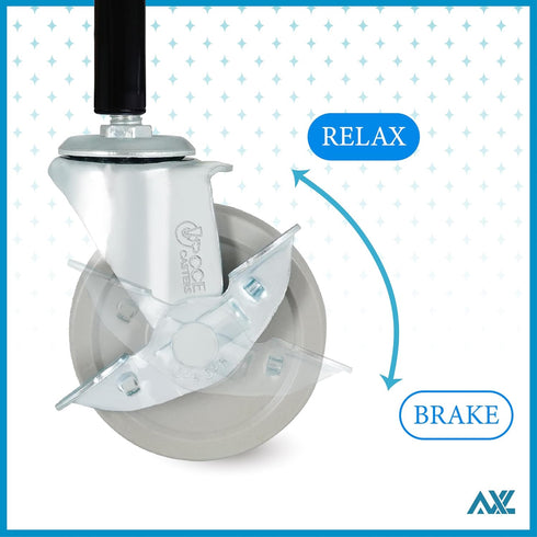 M10 3 Inch 360 (Set 4) Threaded Stem Caster Wheels, Heavy Duty Swivel Casters with Brake, Rotation, Quiet & Smooth