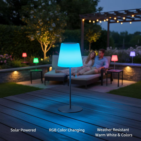 Rechargeable RGB Solar Table Lamp - Color Changing Indoor Outdoor Lighting