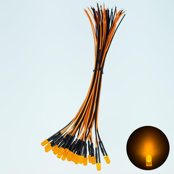 20pcs DC12 Volt 5mm Orange LED Lights Emitting Diodes Pre 7.9 inch