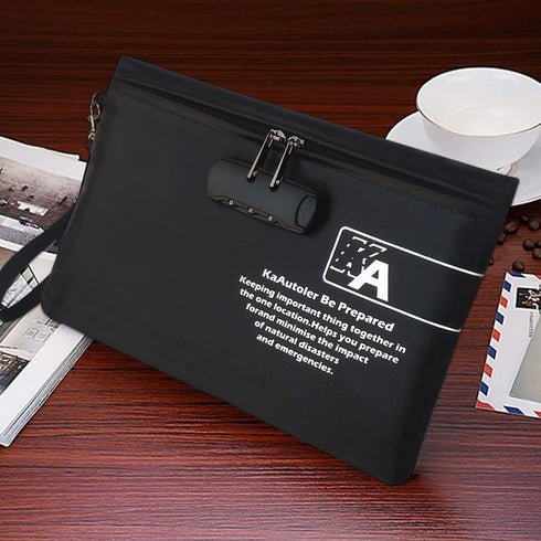 KaAutoler (11"*7.5") Fireproof Money Bag with Lock Fireproof and Waterproof Cash Bag with Zipper Closure Fireproof