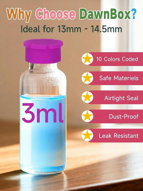 10PCS 3ml 1ml 2ml 3ml 4ml 10 Glass Vial Caps, Peptide Caps for Glass Vials Peptide Storage Protective Vial Covers