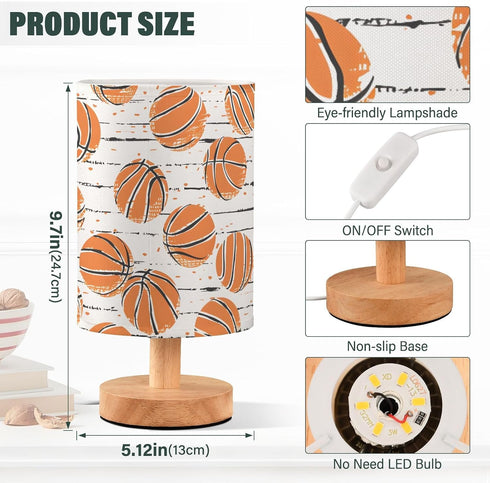 Generic Basketball Lines Pattern Small Desk Lamp for Bedroom Nightstand Bedside Lamps with USB Table Lamp with Fabric