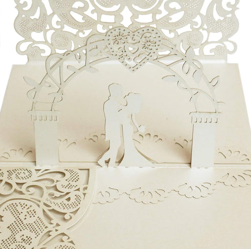 Dekali Designs Wedding Pop Up Card for Couples - Christian Card with Envelope and Bible Verse About Love (White - 5x7