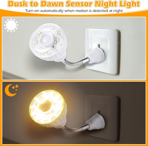 3 Pack Yahenda Motion Activated LED Night Light Plug in Smart Dusk Dawn Sensor Light PIR Infrared Sensor Motion