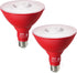EDISHINE Dimmable Red LED Light Bulb, 2 Pack, PAR38 Red Flood Light, 18W (120W Equivalent) for Halloween Decoration