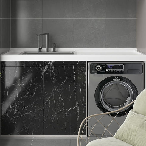 CRE8TIVE Black Marble Contact Paper for Countertops, Waterproof Peel and Stick Wallpaper 12"x80" for Cabinets