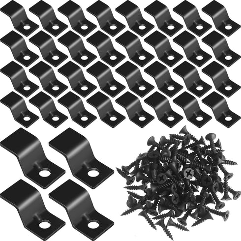 Ferraycle 100 Sets Table Top Fasteners - Heavy Duty Z Clips with 100 Black Screws for Desk Top Furniture