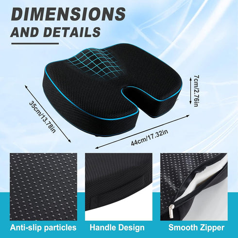 AZY Tailbone Tailbone Memory Foam Seat Cushion for Sciatica & Pain Relief Ergonomic Office Chair Cushion, Coccyx