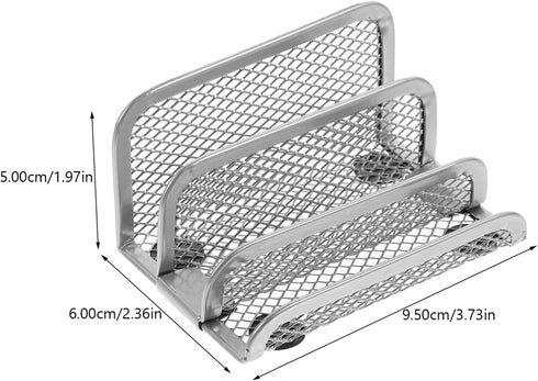 NUOBESTY Metal Mesh Vertical Book Organizer Desk Mail Sorter, Small Rack with Upright Compartments - Silver