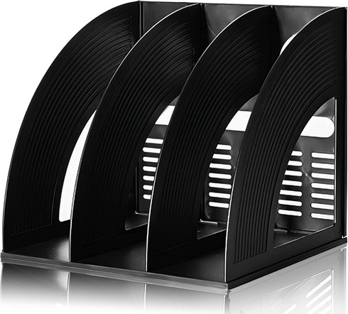 Lemical 3 Compartments Open Section Magazine File Holder, Desk Organizer for Document Storage